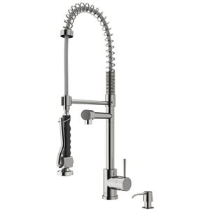 VIGO Zurich One-Handle Pull-Down Sprayer Kitchen Faucet with Soap Dispenser - Stainless Steel