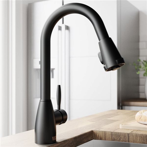 VIGO Graham&nbsp;16-in H Single Handle Pull-Down Sprayer Kitchen Faucet - Matte Black