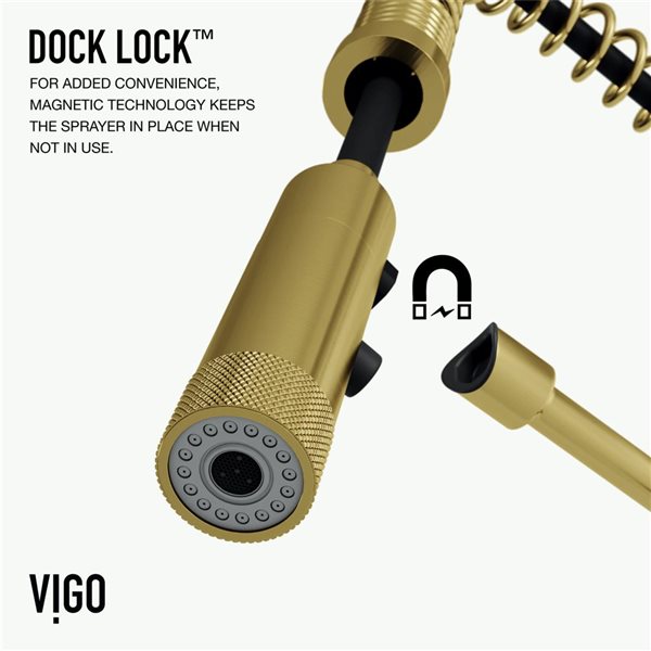 VIGO Sterling&nbsp;23-in H Single Handle Pull-Down Sprayer Kitchen Faucet - Matte Brushed Gold
