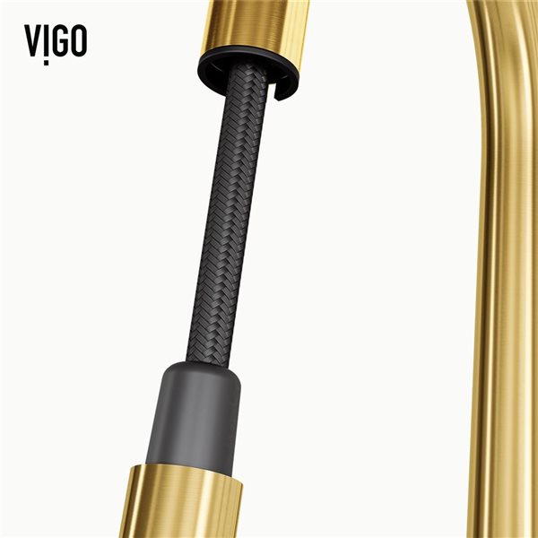 VIGO Greenwich One-Handle Pull-Down Sprayer Kitchen Faucet and Touchless Sensor - Matte Brushed Gold