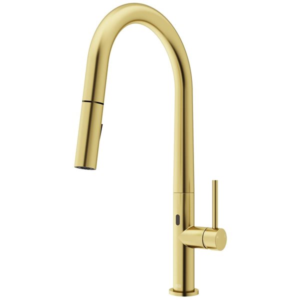 VIGO Greenwich One-Handle Pull-Down Sprayer Kitchen Faucet and Touchless Sensor - Matte Brushed Gold