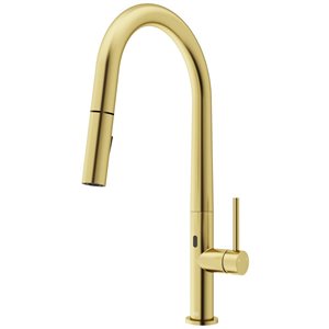 VIGO Greenwich One-Handle Pull-Down Sprayer Kitchen Faucet and Touchless Sensor - Matte Brushed Gold