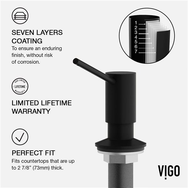 VIGO Edison One-Handle Pull-Down Sprayer Kitchen Faucet with Braddock Soap Dispenser - Matte Black