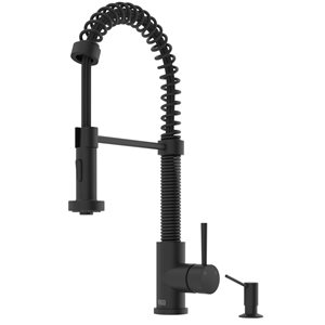 VIGO Edison One-Handle Pull-Down Sprayer Kitchen Faucet with Braddock Soap Dispenser - Matte Black