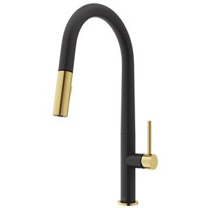 VIGO Greenwich One-Handle Pull-Down Sprayer Kitchen Faucet - Matte Black/Matte Brushed Gold