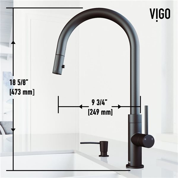 VIGO Bristol One-Handle Pull-Down Sprayer Kitchen Faucet with Soap Dispenser - Matte Black