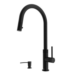 VIGO Bristol One-Handle Pull-Down Sprayer Kitchen Faucet with Soap Dispenser - Matte Black