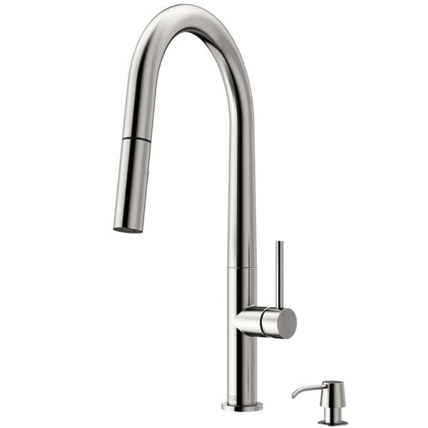 VIGO Greenwich One-Handle Pull-Down Sprayer Kitchen Faucet with Soap Dispenser - Stainless Steel
