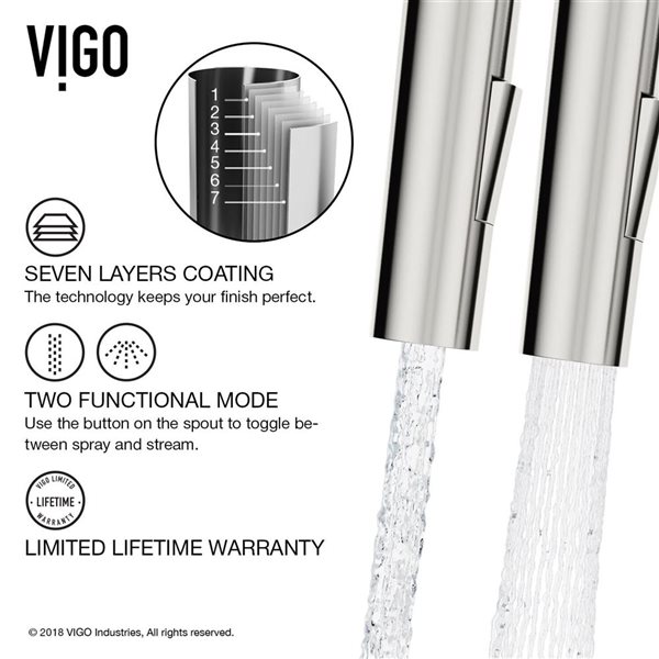 VIGO Greenwich One-Handle Pull-Down Sprayer Kitchen Faucet with Soap Dispenser - Stainless Steel