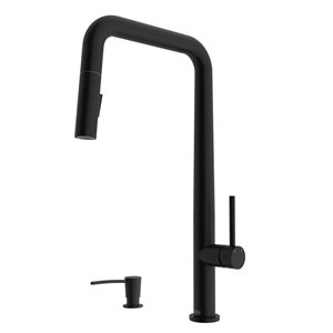 VIGO Parsons One-Handle Pull-Down Sprayer Kitchen Faucet with Soap Dispenser - Matte Black