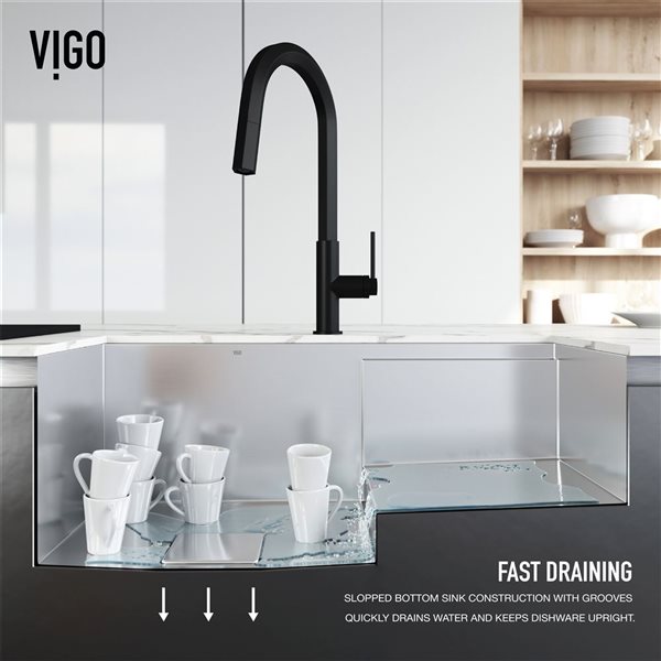 VIGO Hampton&nbsp;32-in Single Undermount Slopped Workstation Kitchen Sink with Accessories - Stainless Steel