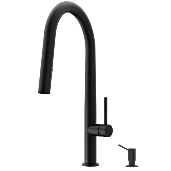 VIGO Greenwich One-Handle Pull-Down Sprayer Kitchen Faucet with Braddock Soap Dispenser - Matte Black