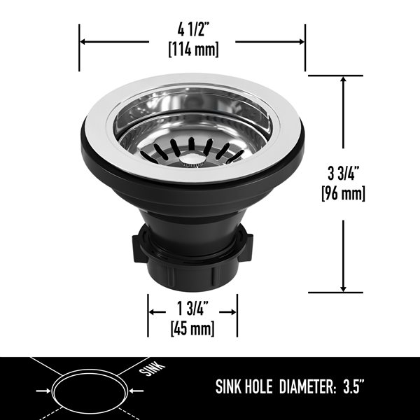 VIGO&nbsp;3.5-in W Kitchen Sink Strainer - Chrome