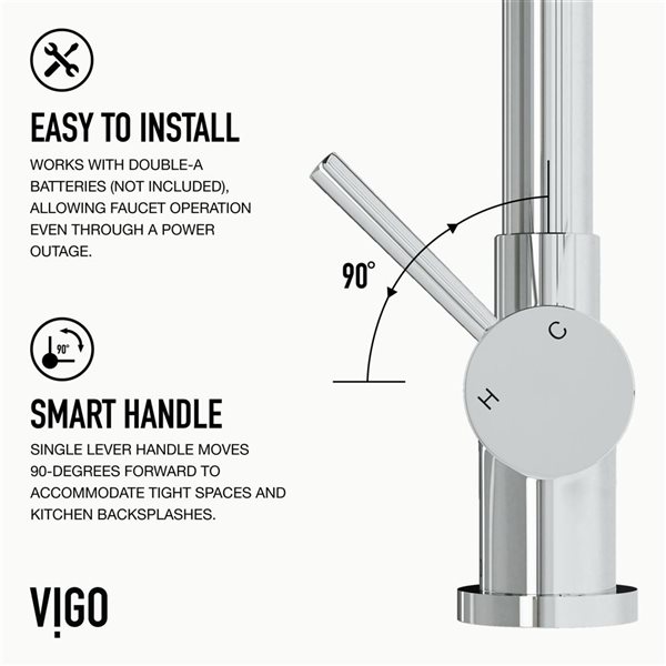 VIGO Gramercy One-Handle Pull-Down Sprayer Kitchen Faucet and Touchless Sensor - Chrome