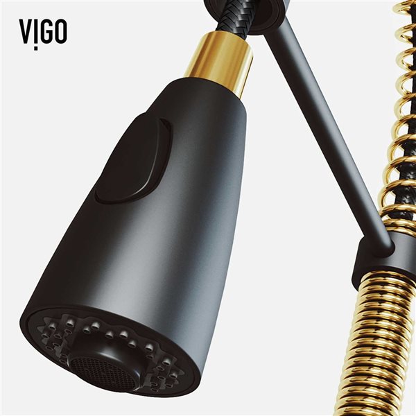 VIGO Brant One-Handle Pull-Down Sprayer Kitchen Faucet - Matte Brushed Gold/Matte Black