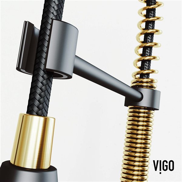 VIGO Brant One-Handle Pull-Down Sprayer Kitchen Faucet - Matte Brushed Gold/Matte Black