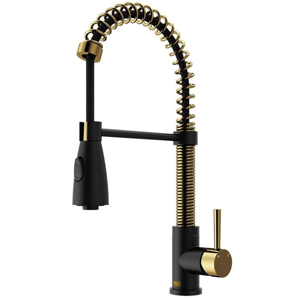 VIGO Brant One-Handle Pull-Down Sprayer Kitchen Faucet - Matte Brushed Gold/Matte Black