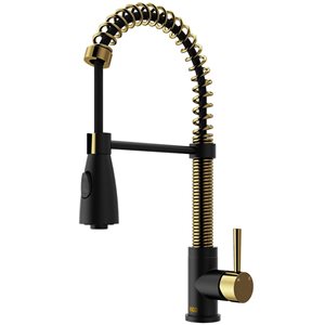 VIGO Brant One-Handle Pull-Down Sprayer Kitchen Faucet - Matte Brushed Gold/Matte Black