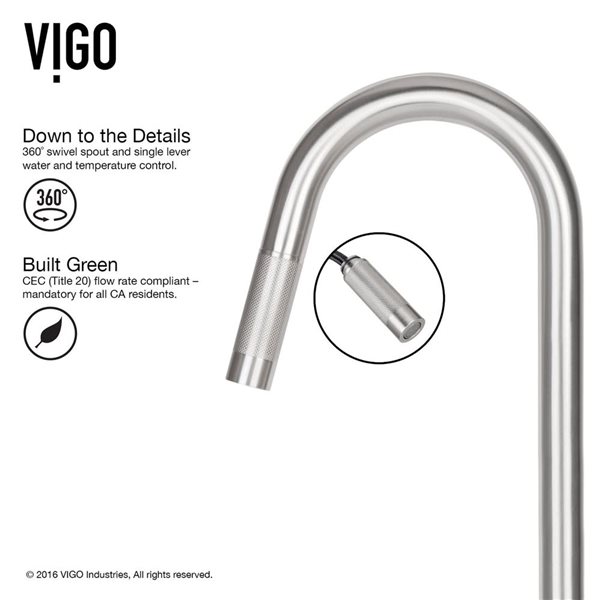 VIGO Gramercy One-Handle Pull-Down Sprayer Kitchen Faucet with Soap Dispenser - Stainless Steel