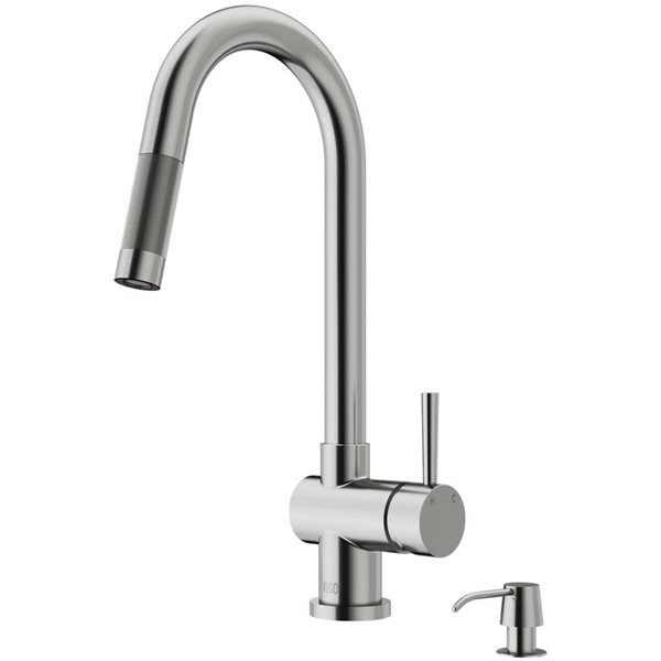 VIGO Gramercy One-Handle Pull-Down Sprayer Kitchen Faucet with Soap Dispenser - Stainless Steel