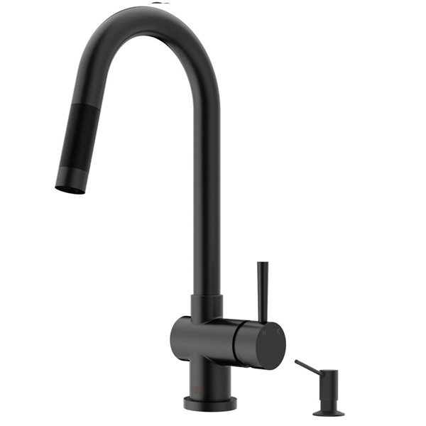 VIGO Gramercy One-Handle Pull-Down Sprayer Kitchen Faucet with Braddock Soap Dispenser - Matte Black