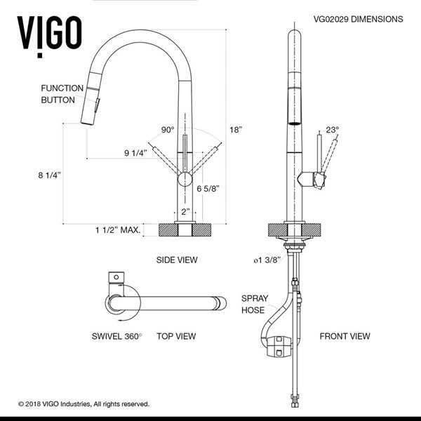 VIGO Greenwich One-Handle Pull-Down Sprayer Kitchen Faucet with Soap Dispenser - Matte Black