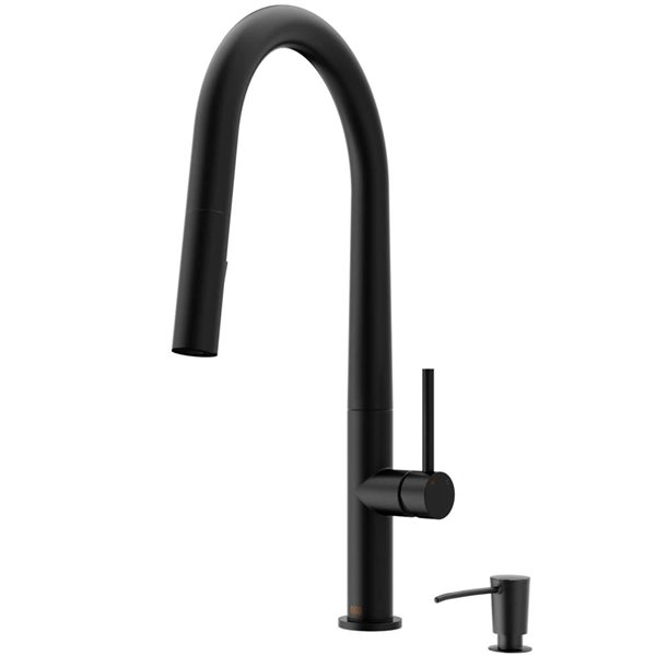 VIGO Greenwich One-Handle Pull-Down Sprayer Kitchen Faucet with Soap Dispenser - Matte Black