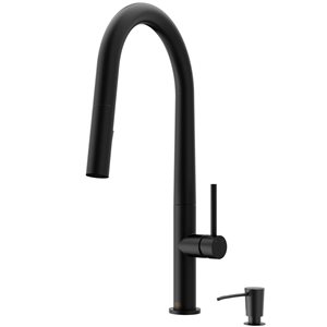 VIGO Greenwich One-Handle Pull-Down Sprayer Kitchen Faucet with Soap Dispenser - Matte Black