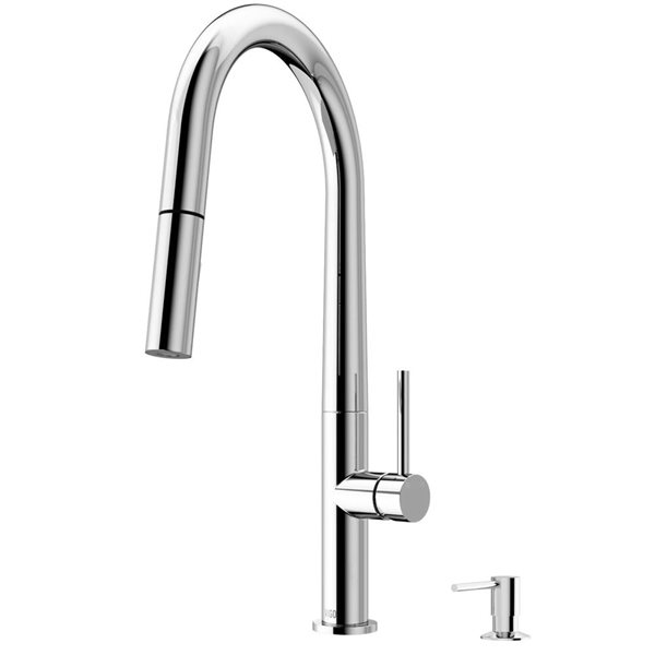 VIGO Greenwich One-Handle Pull-Down Sprayer Kitchen Faucet with Bolton Soap Dispenser - Chrome