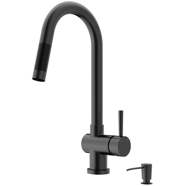 VIGO Gramercy One-Handle Pull-Down Sprayer Kitchen Faucet with Soap Dispenser - Matte Black