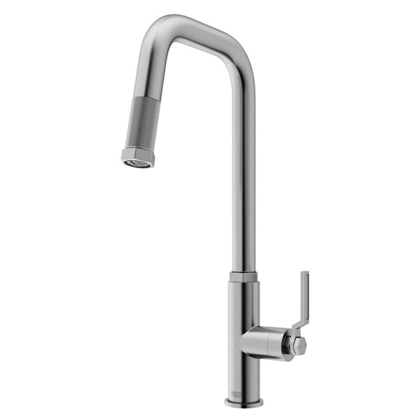 VIGO Hart Angular One-Handle Pull-Down Sprayer Kitchen Faucet - Stainless Steel