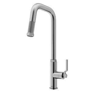 VIGO Hart Angular One-Handle Pull-Down Sprayer Kitchen Faucet - Stainless Steel