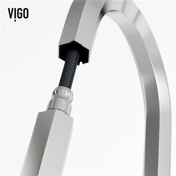 VIGO Hart Hexad One-Handle Pull-Down Sprayer Kitchen Faucet - Stainless Steel