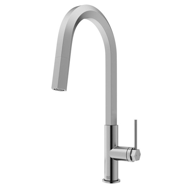 VIGO Hart Hexad One-Handle Pull-Down Sprayer Kitchen Faucet - Stainless Steel