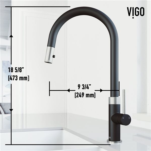 VIGO Bristol One-Handle Pull-Down Sprayer Kitchen Faucet - Stainless Steel/Matte Black