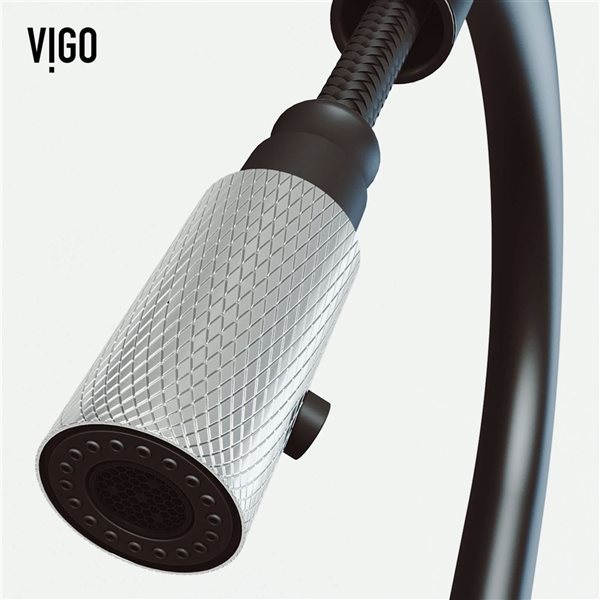 VIGO Bristol One-Handle Pull-Down Sprayer Kitchen Faucet - Stainless Steel/Matte Black