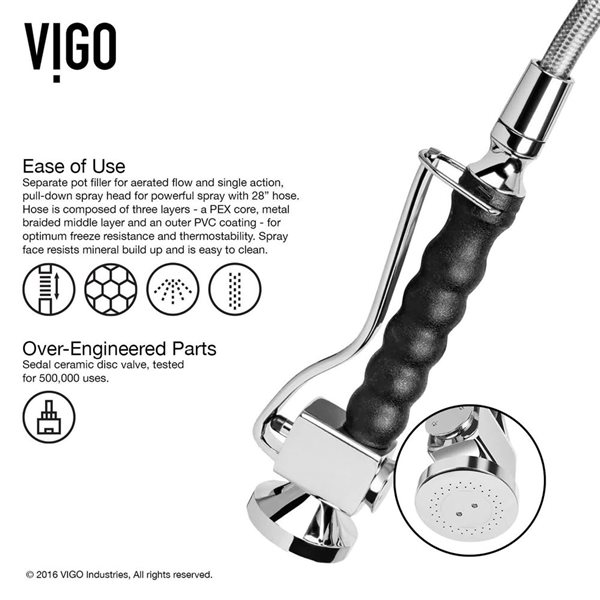 VIGO Zurich One-Handle Pull-Down Sprayer Kitchen Faucet with Soap Dispenser - Chrome