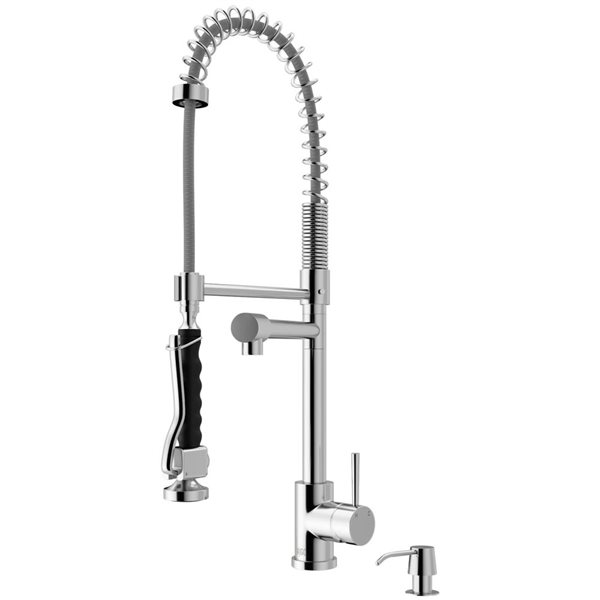 VIGO Zurich One-Handle Pull-Down Sprayer Kitchen Faucet with Soap Dispenser - Chrome