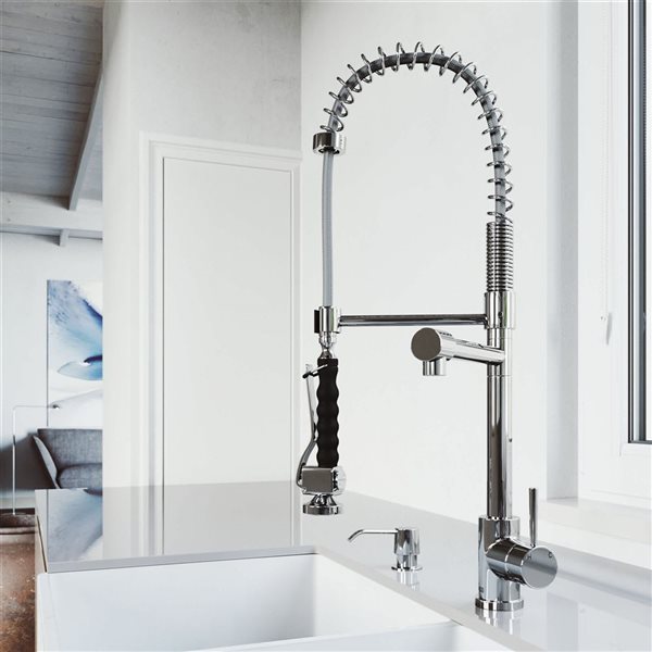 VIGO Zurich One-Handle Pull-Down Sprayer Kitchen Faucet with Soap Dispenser - Chrome