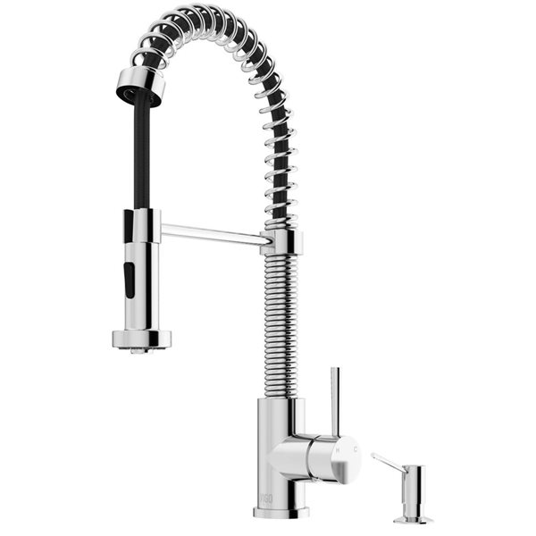 VIGO Edison One-Handle Pull-Down Sprayer Kitchen Faucet with Braddock Soap Dispenser - Chrome