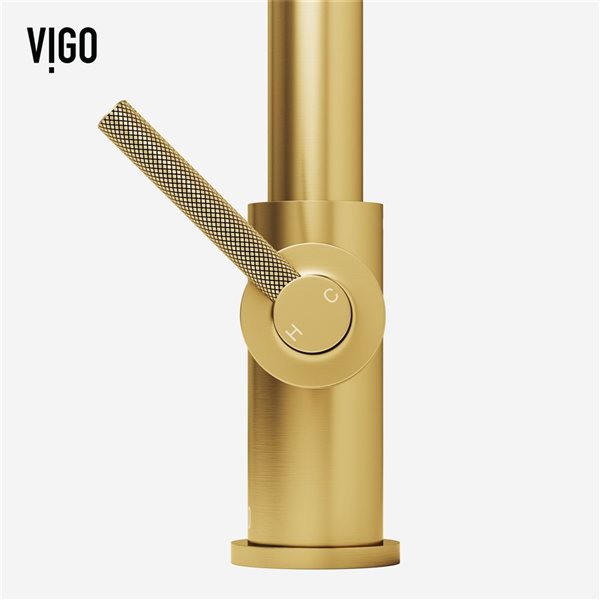 VIGO Utopia One-Handle Pull-Down Sprayer Kitchen Faucet - Matte Brushed Gold