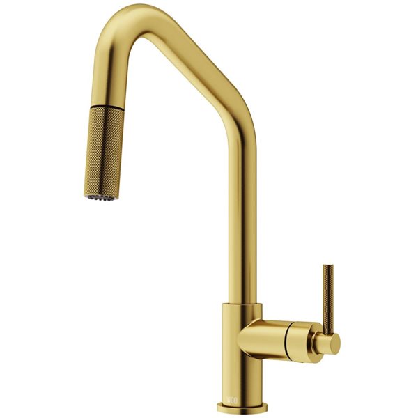 VIGO Utopia One-Handle Pull-Down Sprayer Kitchen Faucet - Matte Brushed Gold