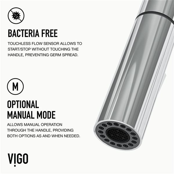 VIGO Greenwich&nbsp;18-in H Single Handle Pull-Down Sprayer Kitchen Faucet with Touchless Sensor - Chrome