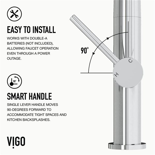 VIGO Greenwich&nbsp;18-in H Single Handle Pull-Down Sprayer Kitchen Faucet with Touchless Sensor - Chrome