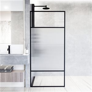 VIGO Essex 34 x 74-in Fixed Framed Shower Door with Textured Glass - Matte Black