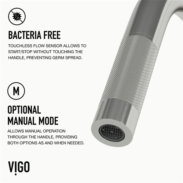 VIGO Gramercy One-Handle Pull-Down Sprayer Kitchen Faucet and Touchless Sensor - Stainless Steel