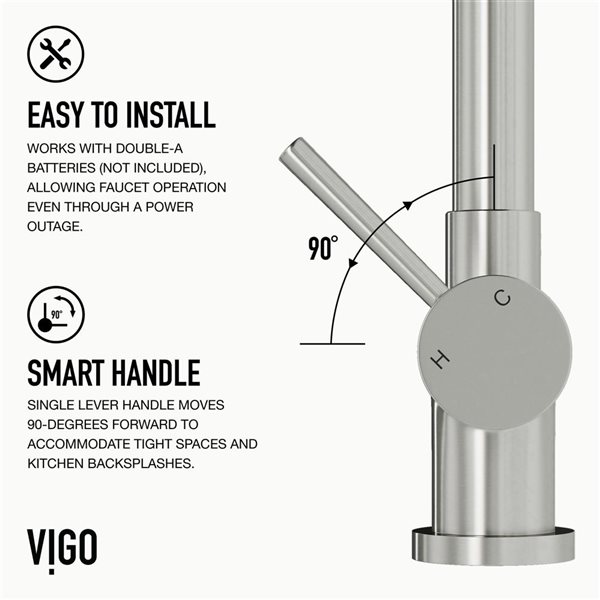 VIGO Gramercy One-Handle Pull-Down Sprayer Kitchen Faucet and Touchless Sensor - Stainless Steel