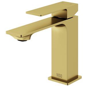 VIGO Single Hole Single Handle Bathroom Faucet - Matte Brushed Gold