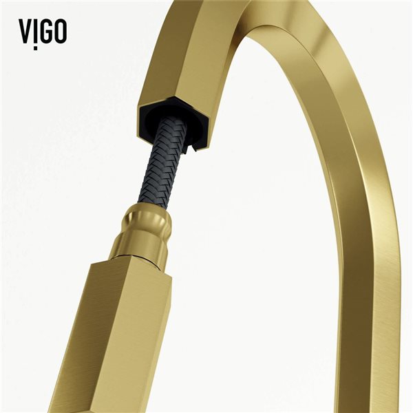 VIGO Hart Hexad One-Handle Pull-Down Sprayer Kitchen Faucet with Soap Dispenser - Matte Brushed Gold