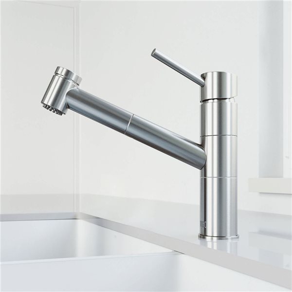 VIGO Branson One-Handle Pull-Out Sprayer Kitchen Faucet - Stainless Steel